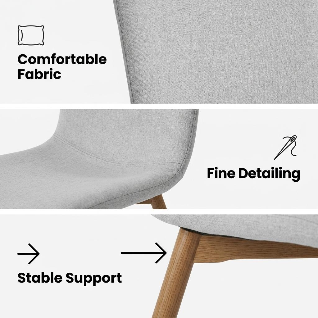 Modern Fabric Dining Chair, Wooden Tube - SCARGILL SY GREY