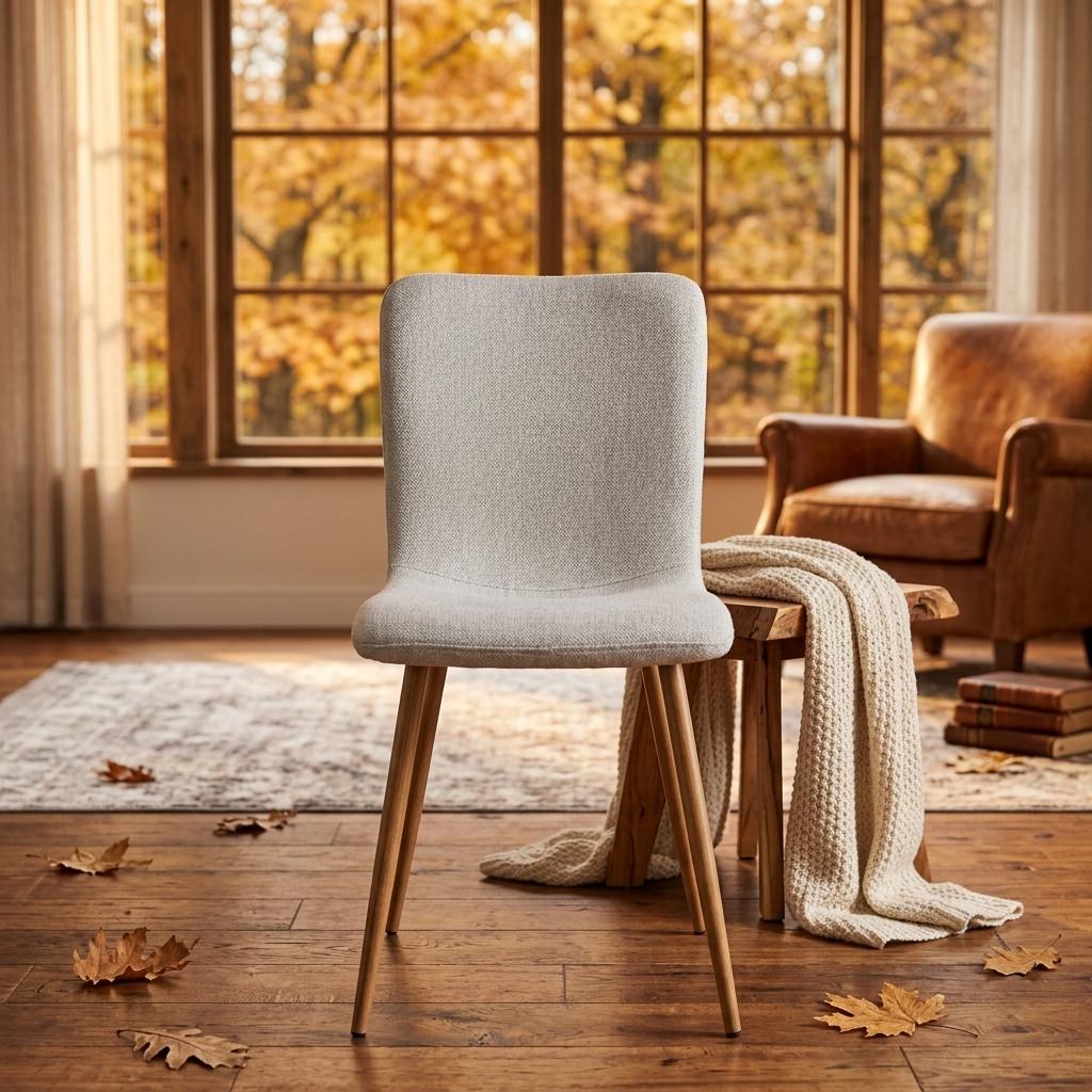 Modern Fabric Dining Chair, Wooden Tube Frame - SCARGILL SY GREY