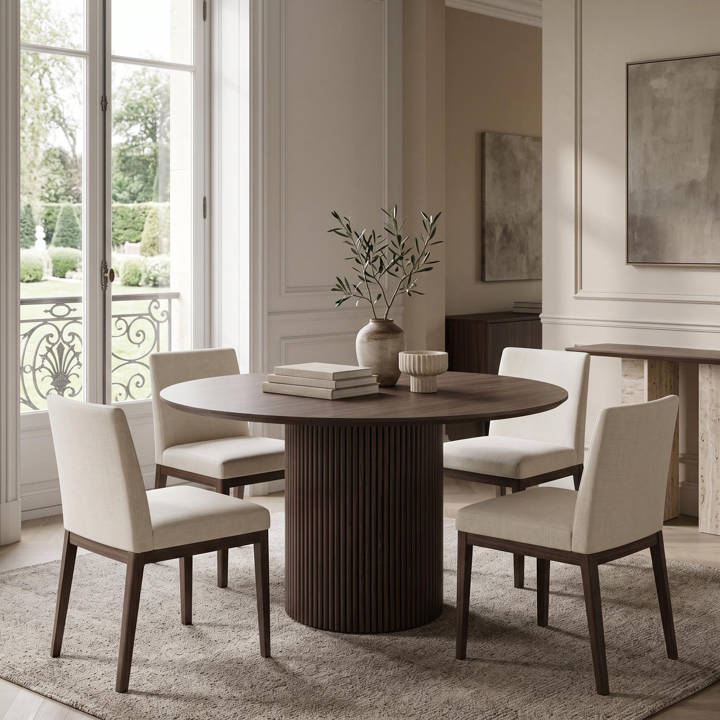 SELSTON DINING TABLE PEDESTAL DARK OAK