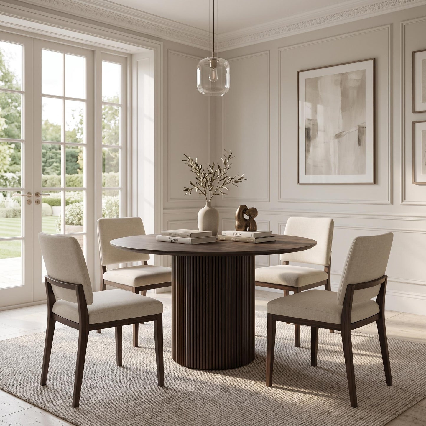 SELSTON DINING TABLE PEDESTAL DARK OAK