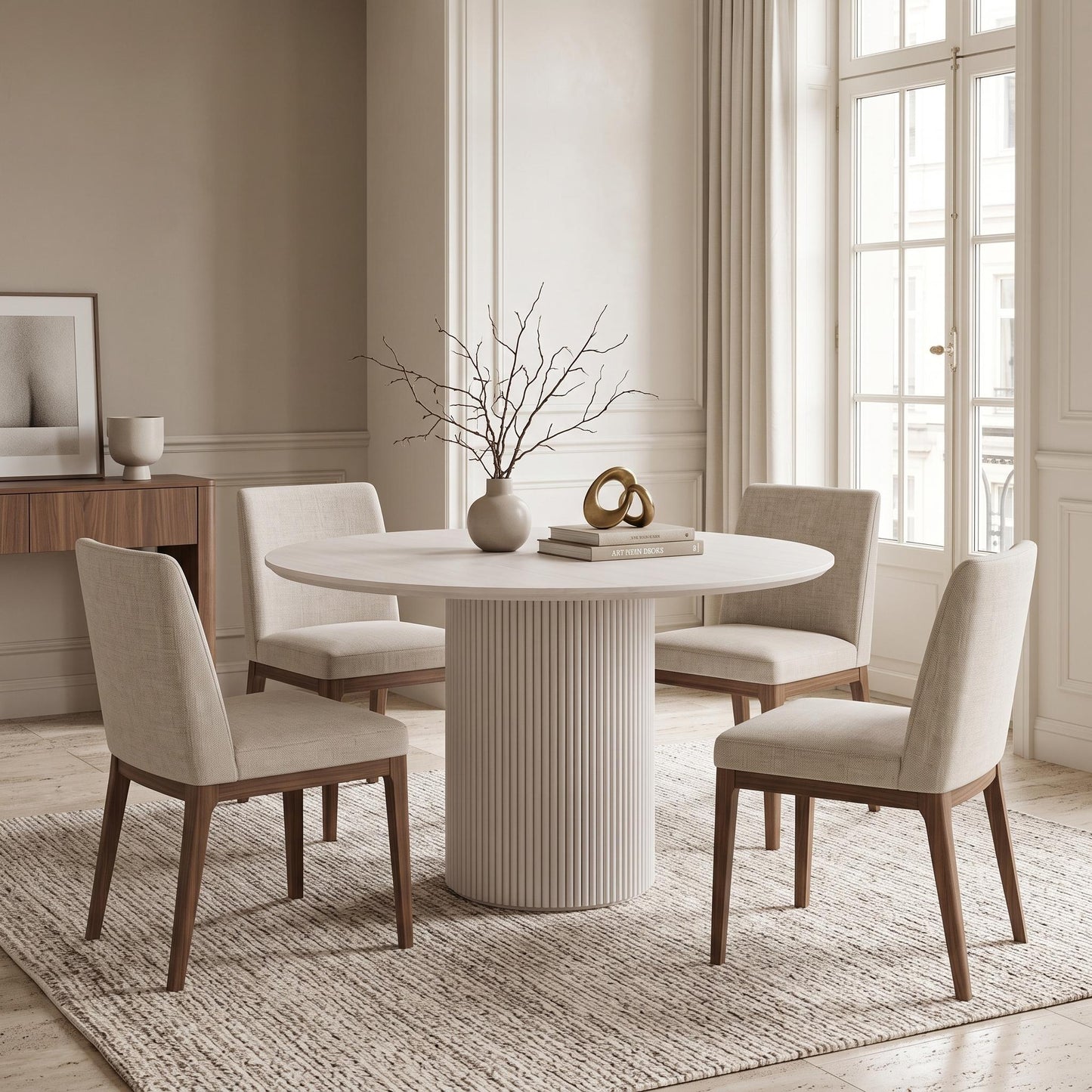 SELSTON DINING TABLE PEDESTAL WHITE OAK