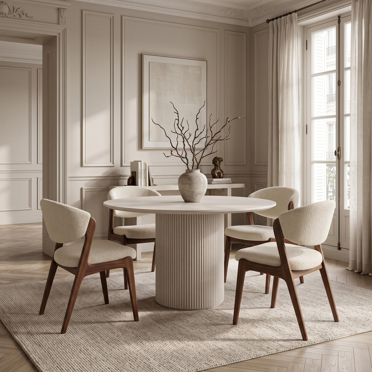 SELSTON DINING TABLE PEDESTAL WHITE OAK