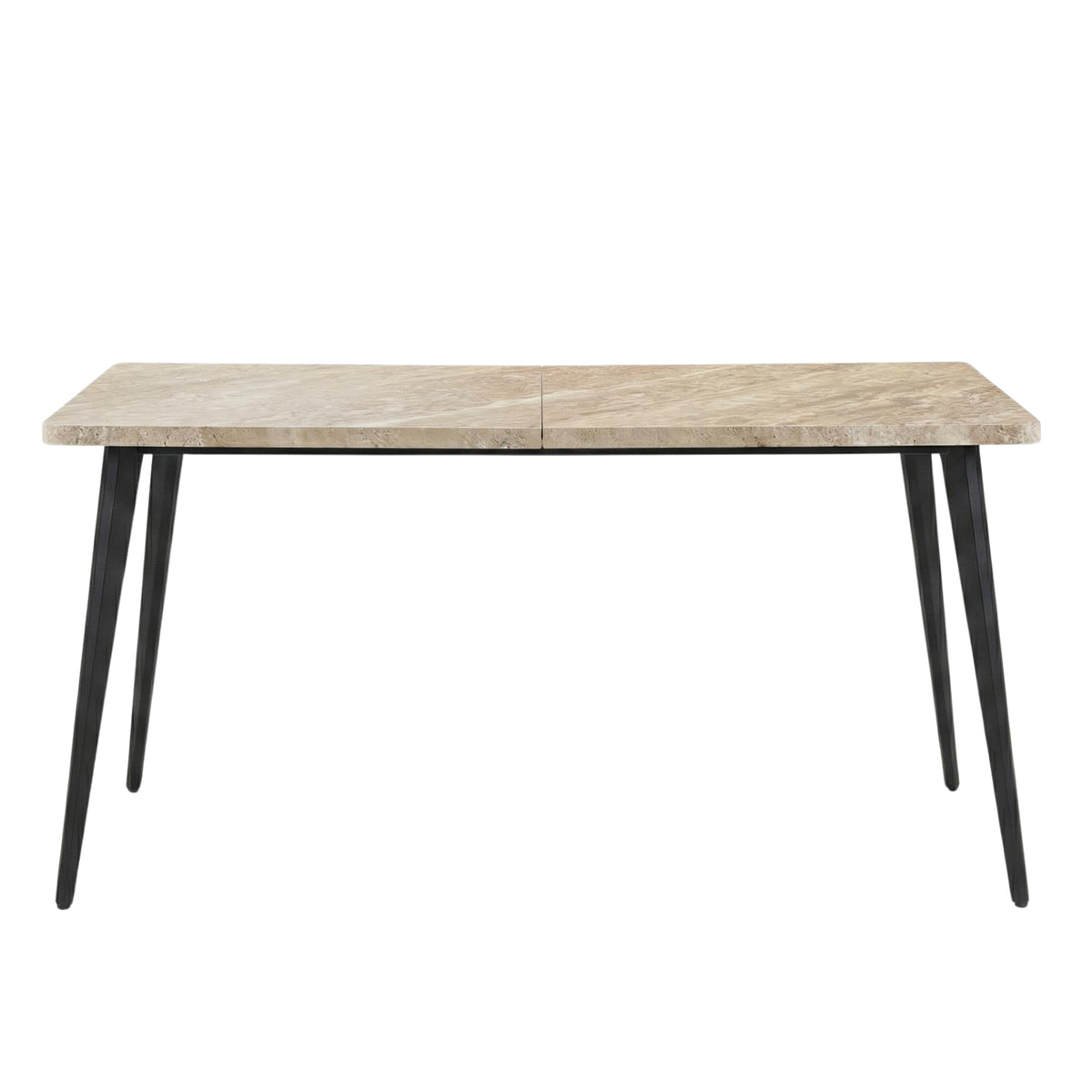 Modern Minimalist Yellow Travertine Effect Finish Dining Table - SERAPH TRAVERTINE