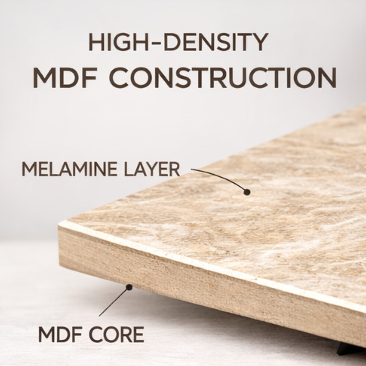Modern Minimalist Yellow Travertine Effect Finish Dining Table - SERAPH TRAVERTINE