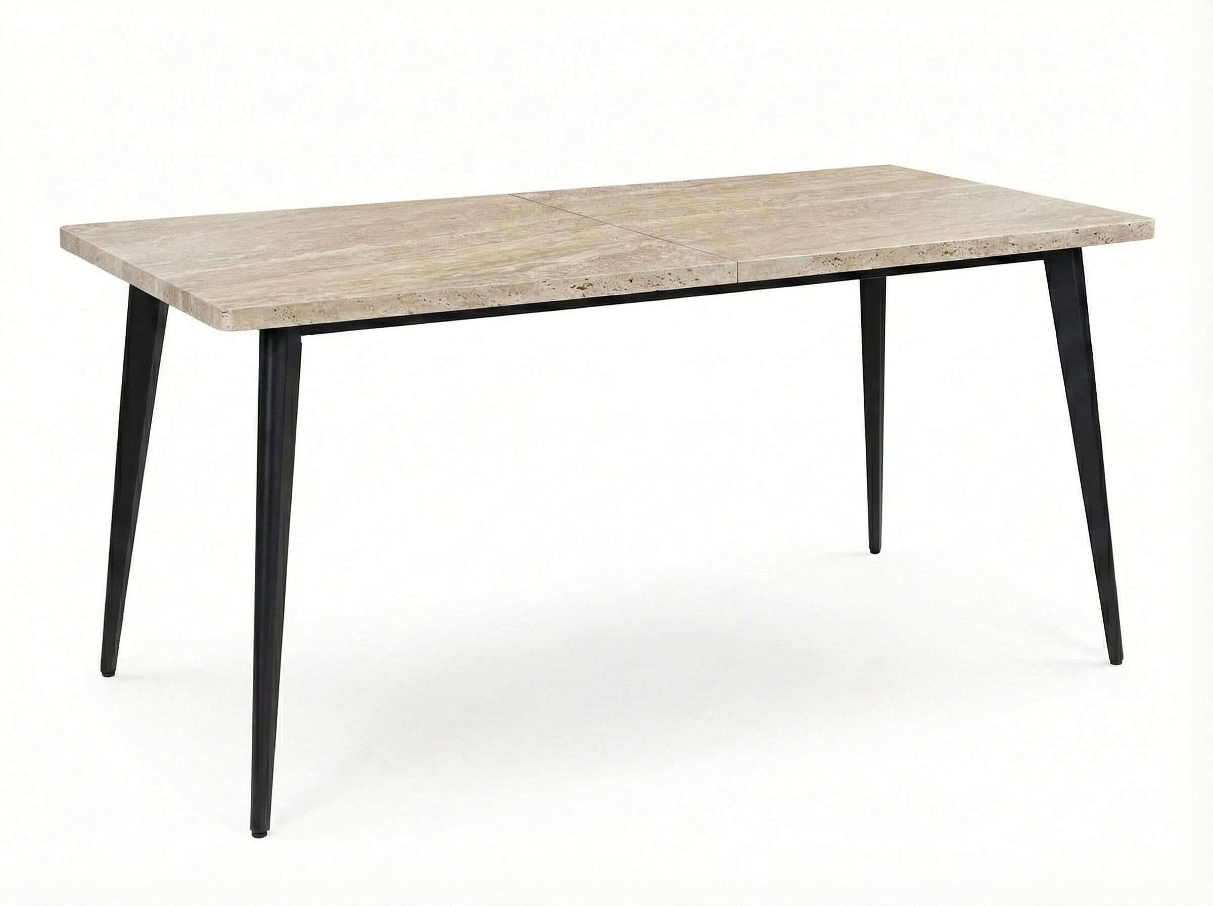 Modern Minimalist Yellow Travertine Effect Finish Dining Table - SERAPH TRAVERTINE