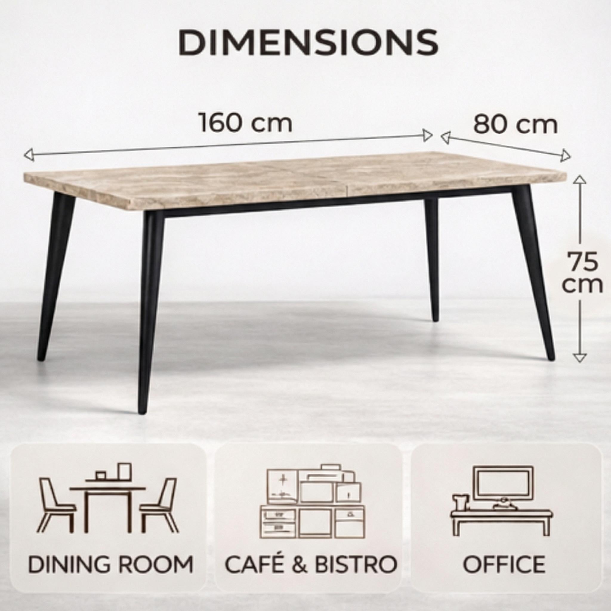 Modern Minimalist Yellow Travertine Effect Finish Dining Table - SERAPH TRAVERTINE