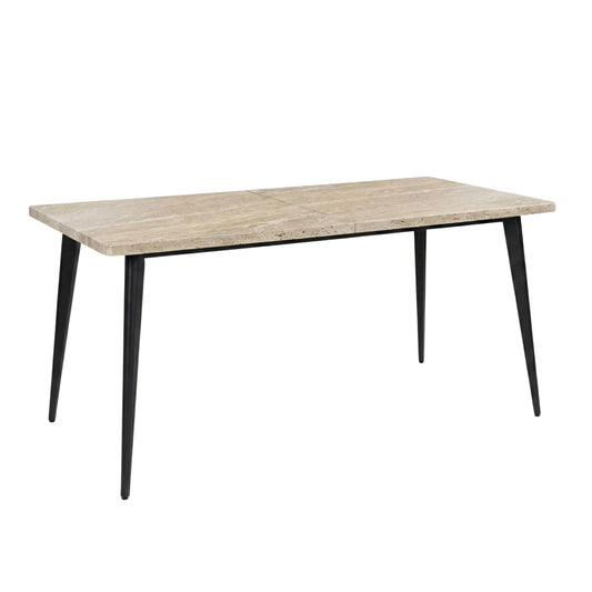 Modern Minimalist Yellow Travertine Effect Finish Dining Table - SERAPH TRAVERTINE