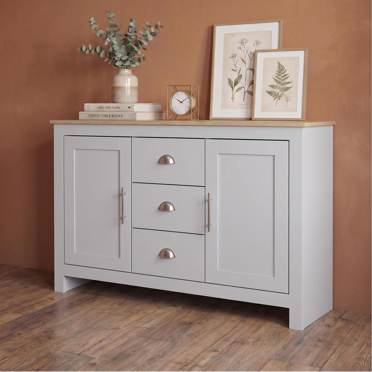 SHERBOURNE 3 DRAWER SIDEBOARD GREY – Grey Side Board