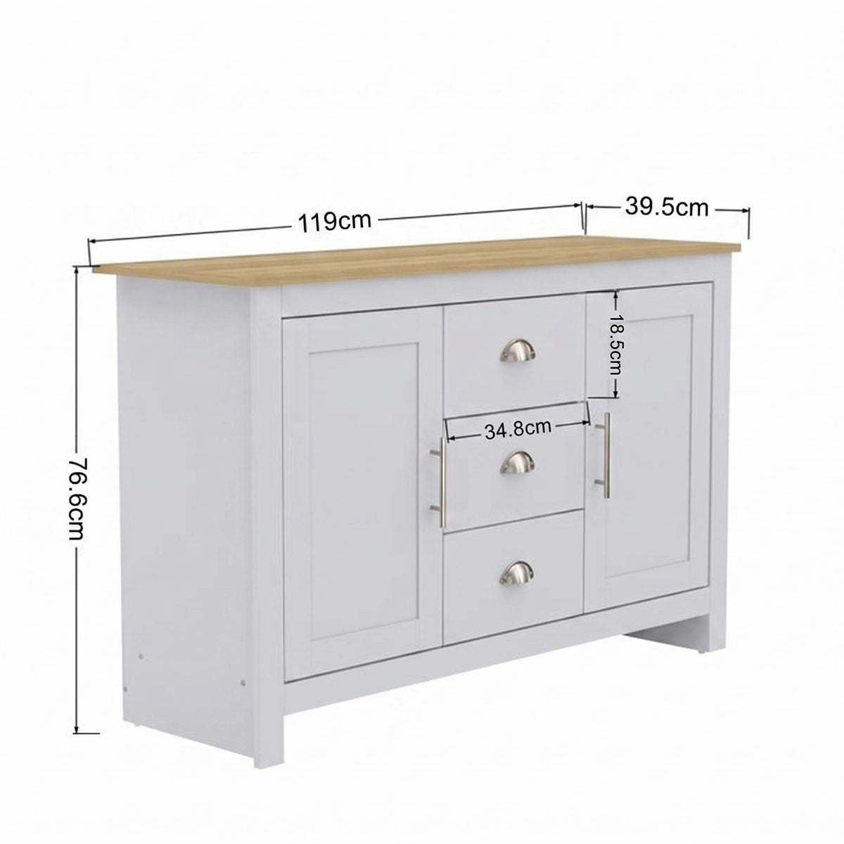 SHERBOURNE 3 DRAWER SIDEBOARD GREY – Grey Side Board