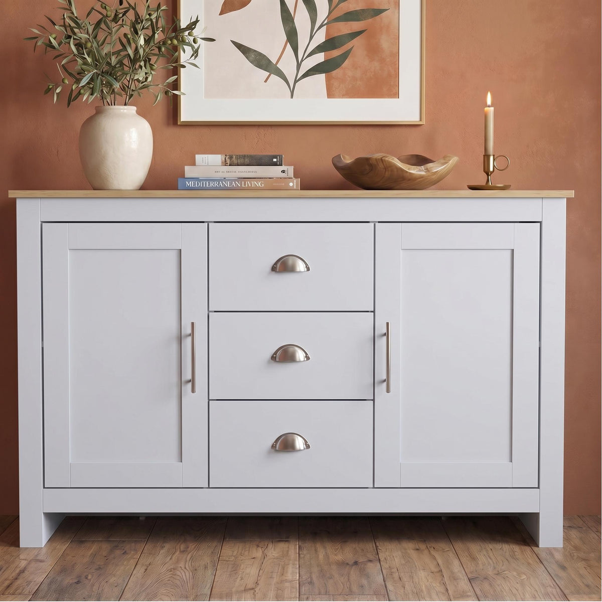 SHERBOURNE 3 DRAWER SIDEBOARD GREY – Grey Side Board