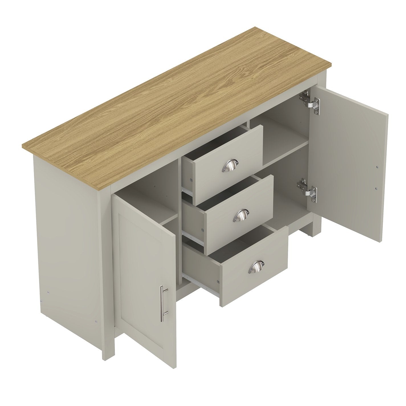 Modern Grey Storage, Particleboard Sideboard - SHERBOURNE 3 Drawer