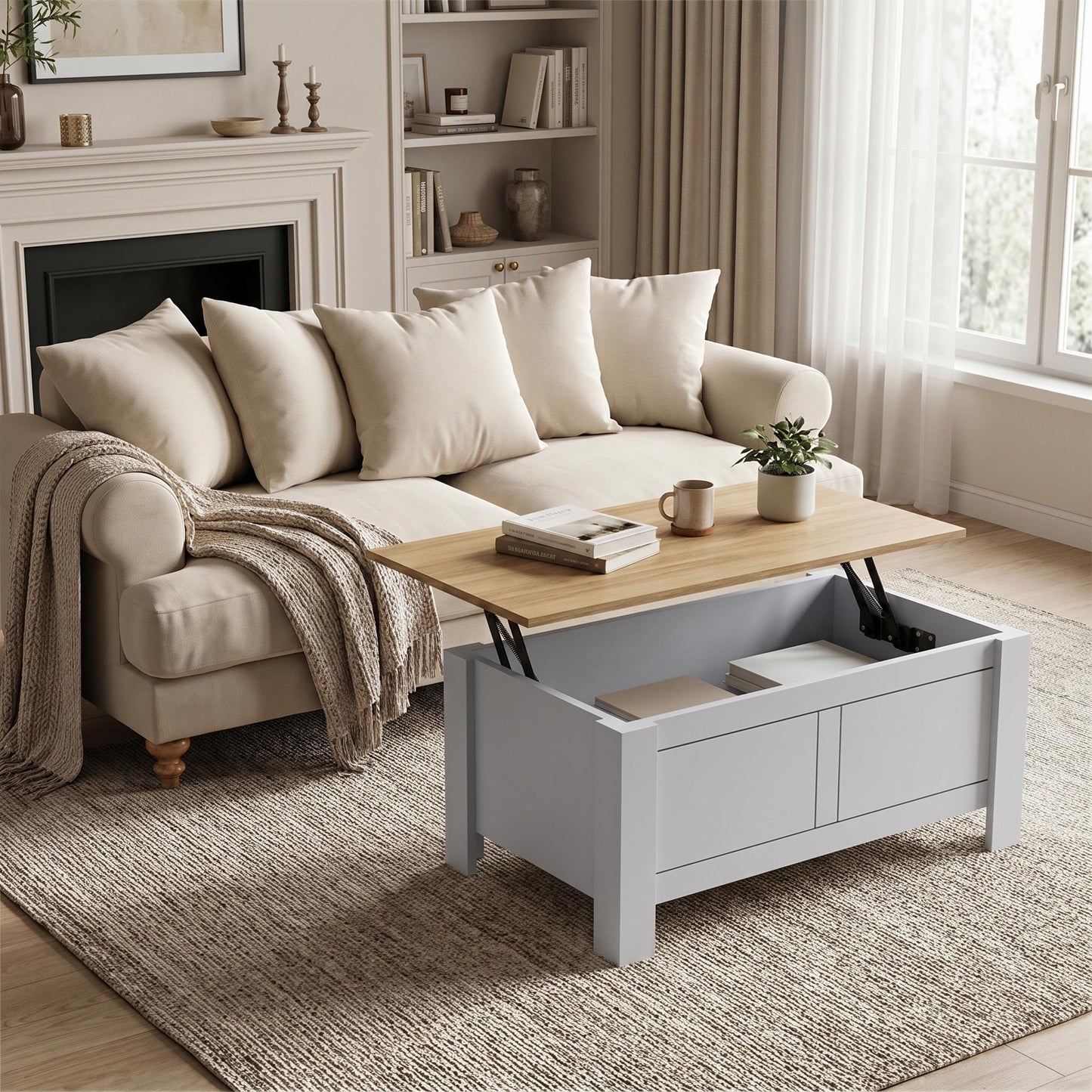 SHERBOURNE LIFT TOP COFFEE TABLE GREY – White Coffee Table
