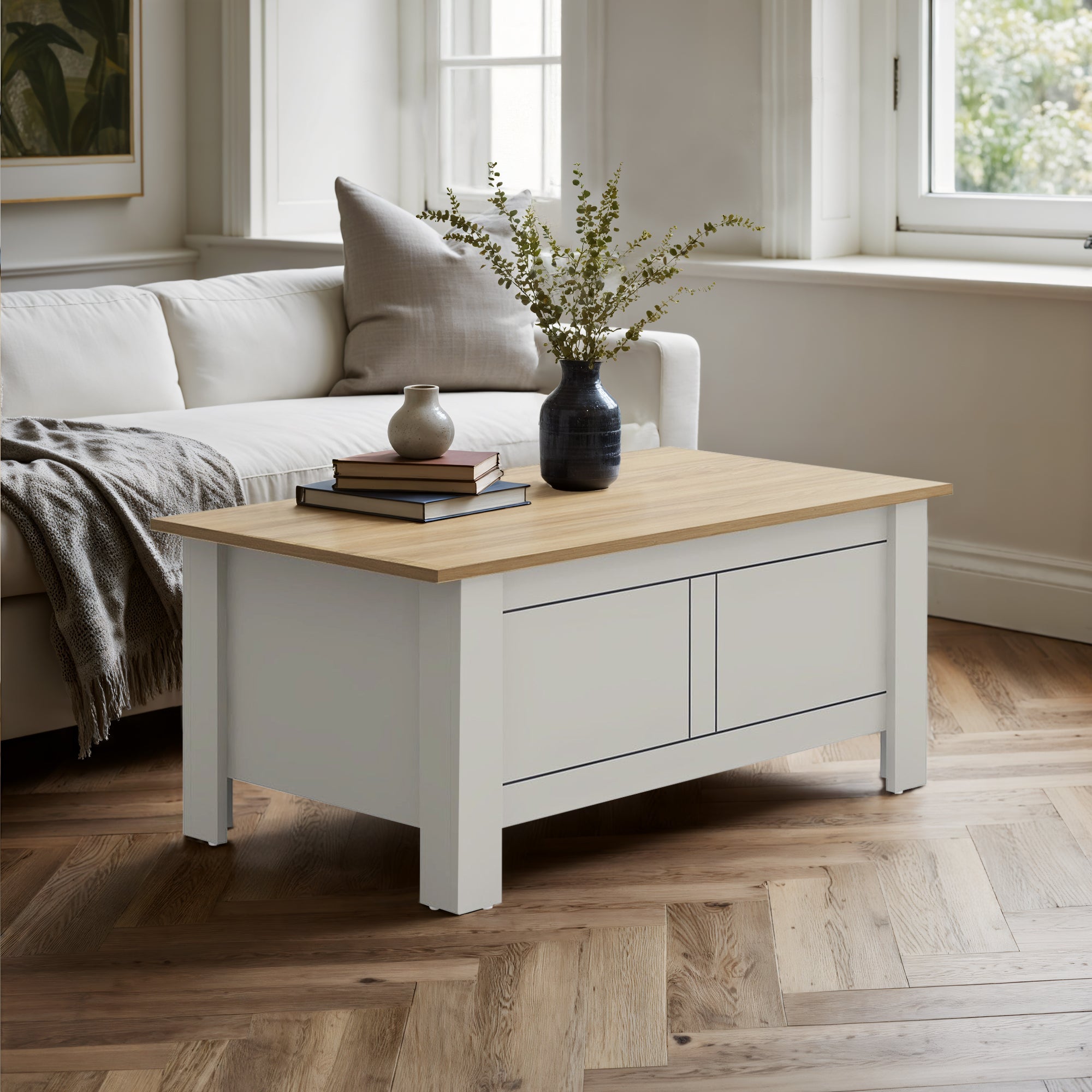 SHERBOURNE LIFT TOP COFFEE TABLE GREY – White Coffee Table