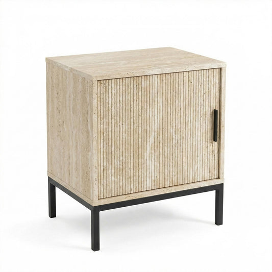 Outvie Modern Minimalist Nightstand, MDF & Metal Frame - SHIENGILL