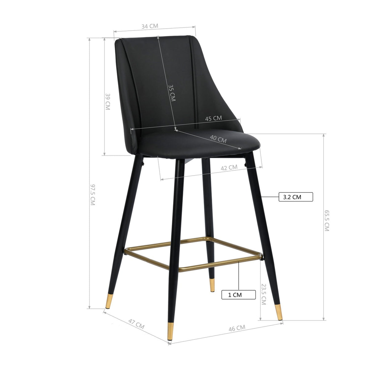 Smeg Bar Black Gold Leg Bar Stools