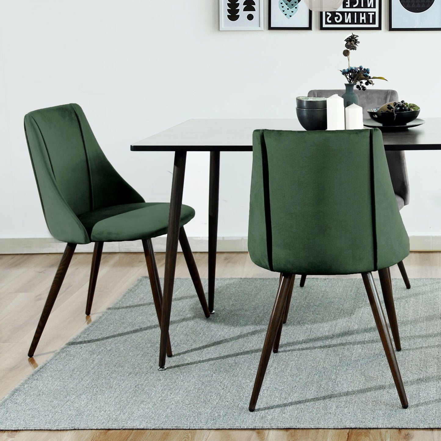 SMEG VELVET DARK GREEN WALNUT LEG NL 2PCS