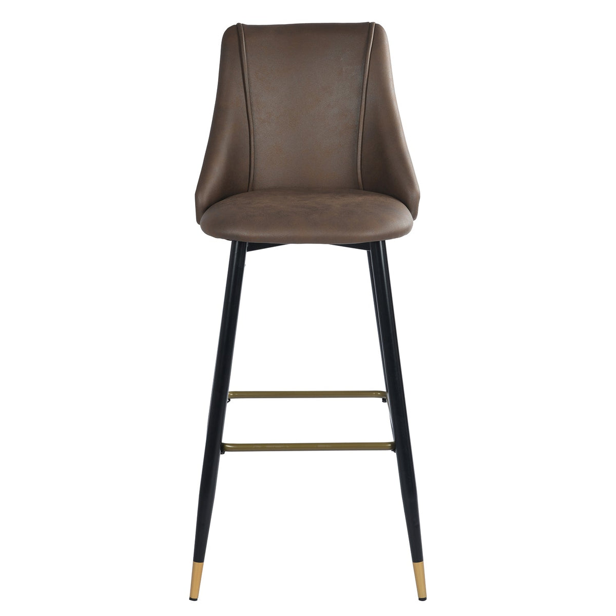 Smeg Bar 30 Brown Leathaire Black Gold Leg Bar Stool