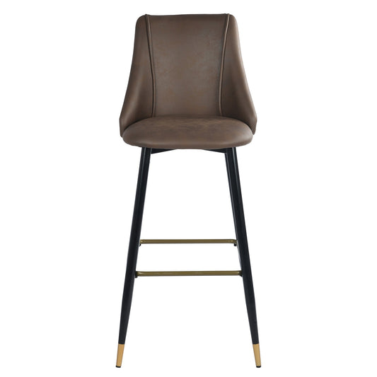 Smeg Bar 30 Brown Leathaire Black Gold Leg Bar Stool