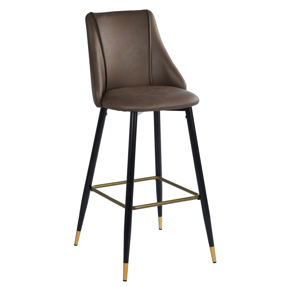 Smeg Bar 30 Brown Leathaire Black Gold Leg Bar Stool