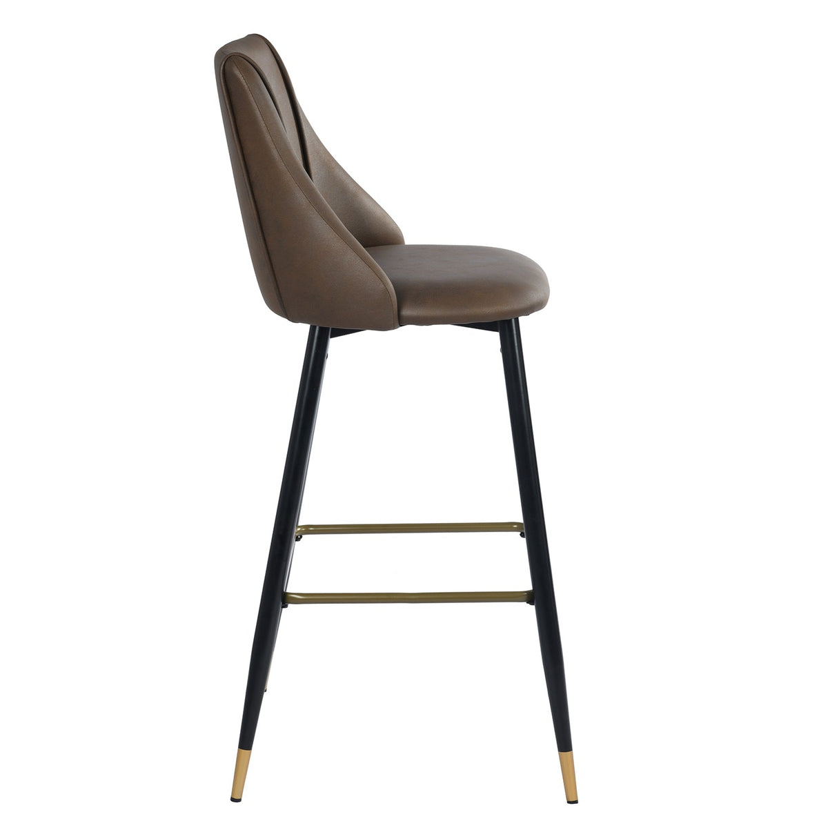 Smeg Bar 30 Brown Leathaire Black Gold Leg Bar Stool
