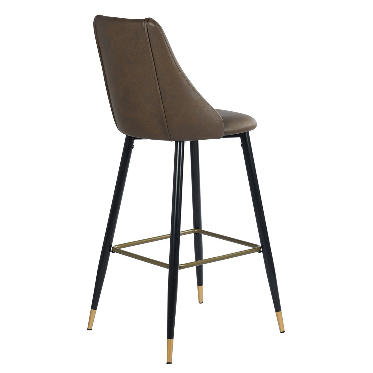 Smeg Bar 30 Brown Leathaire Black Gold Leg Bar Stool