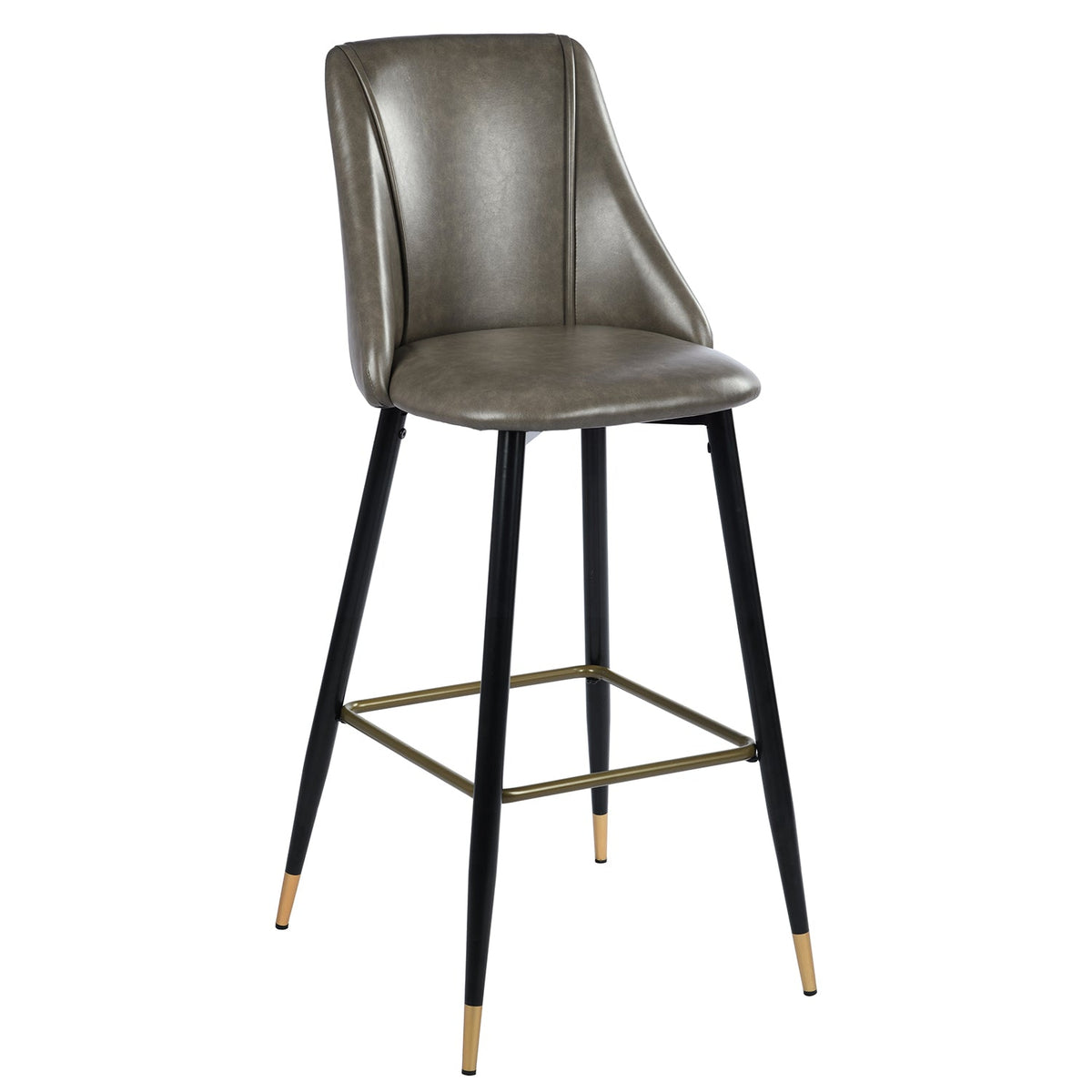 Smeg Bar Dark Brown Pu Black Gold Leg Bar Stool