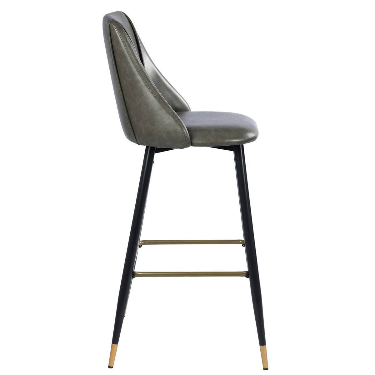 Smeg Bar Dark Brown Pu Black Gold Leg Bar Stool