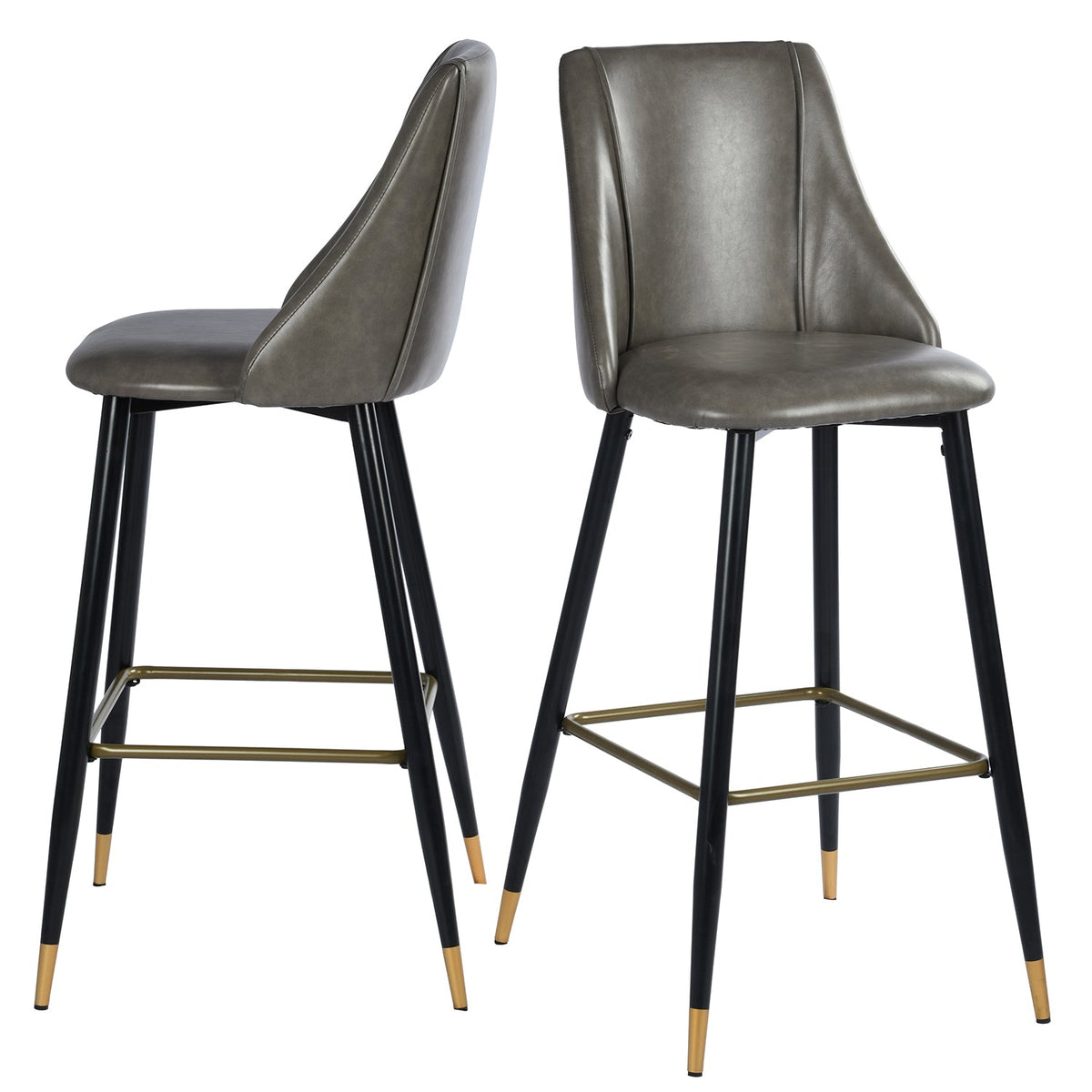 Smeg Bar Dark Brown Pu Black Gold Leg Bar Stool