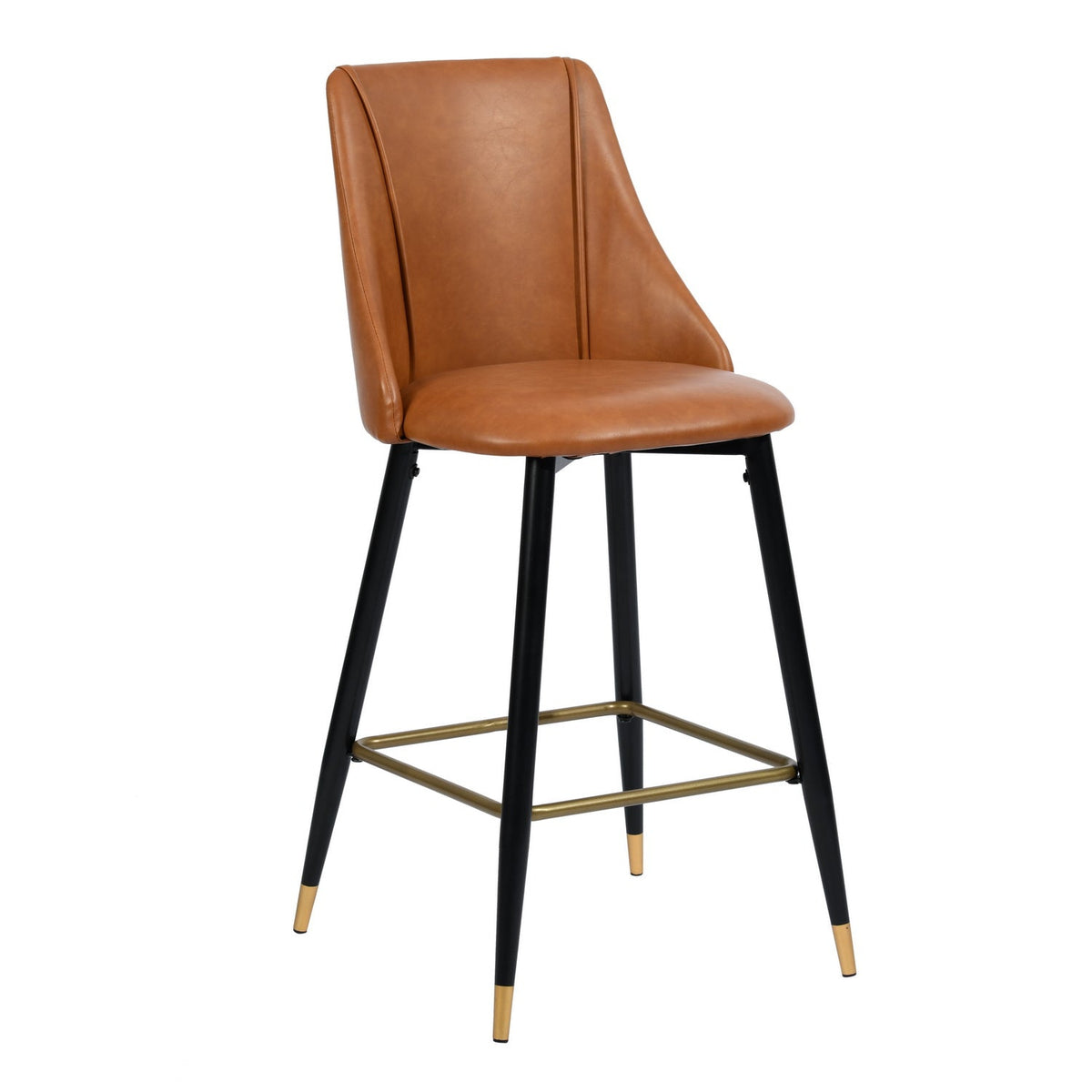 Smeg Bar Dark Brown Pu Black Gold Leg Bar Stool