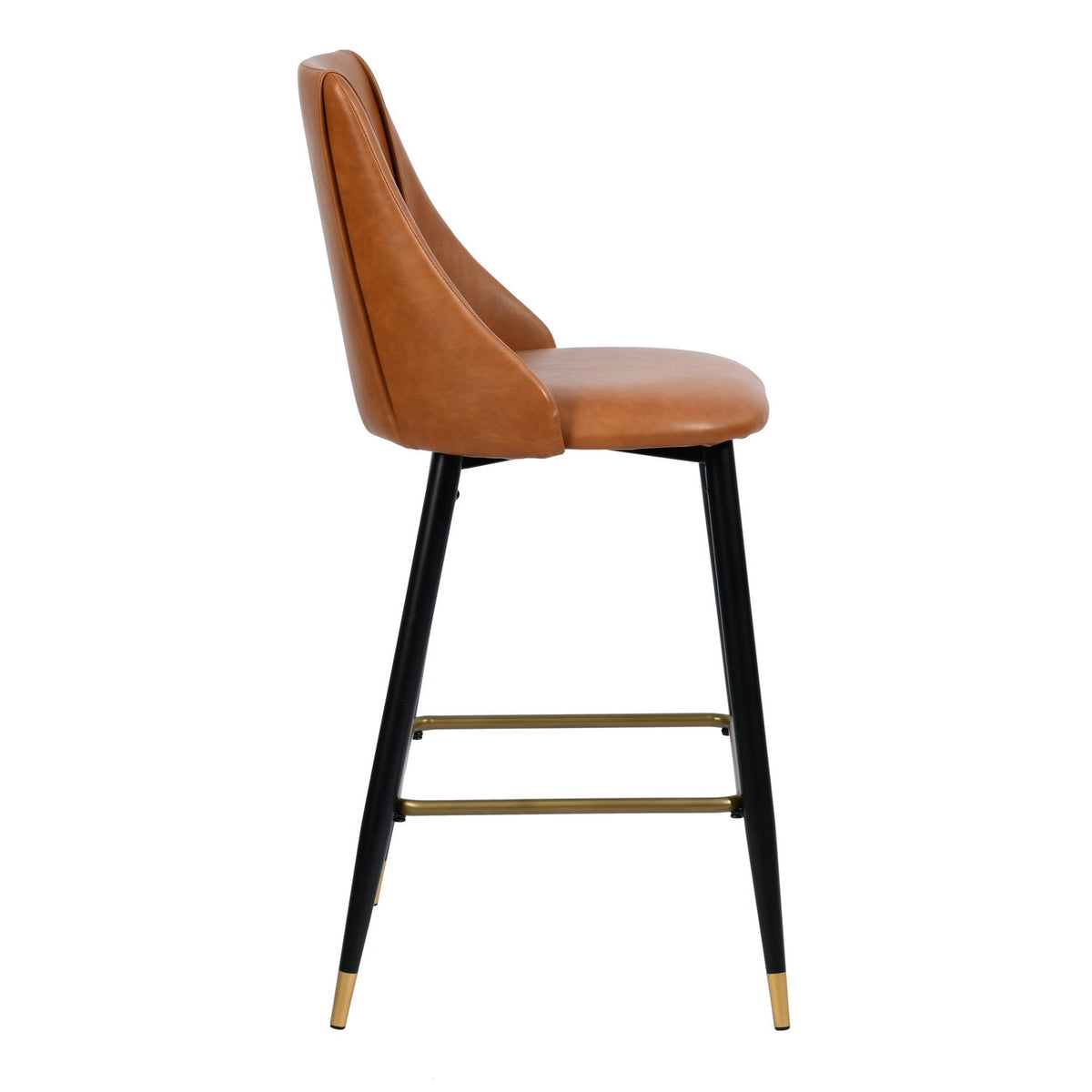 Smeg Bar Dark Brown Pu Black Gold Leg Bar Stool