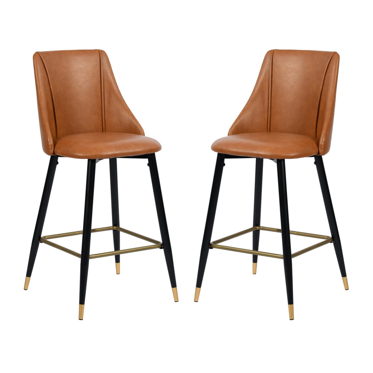 Smeg Bar Dark Brown Pu Black Gold Leg Bar Stool