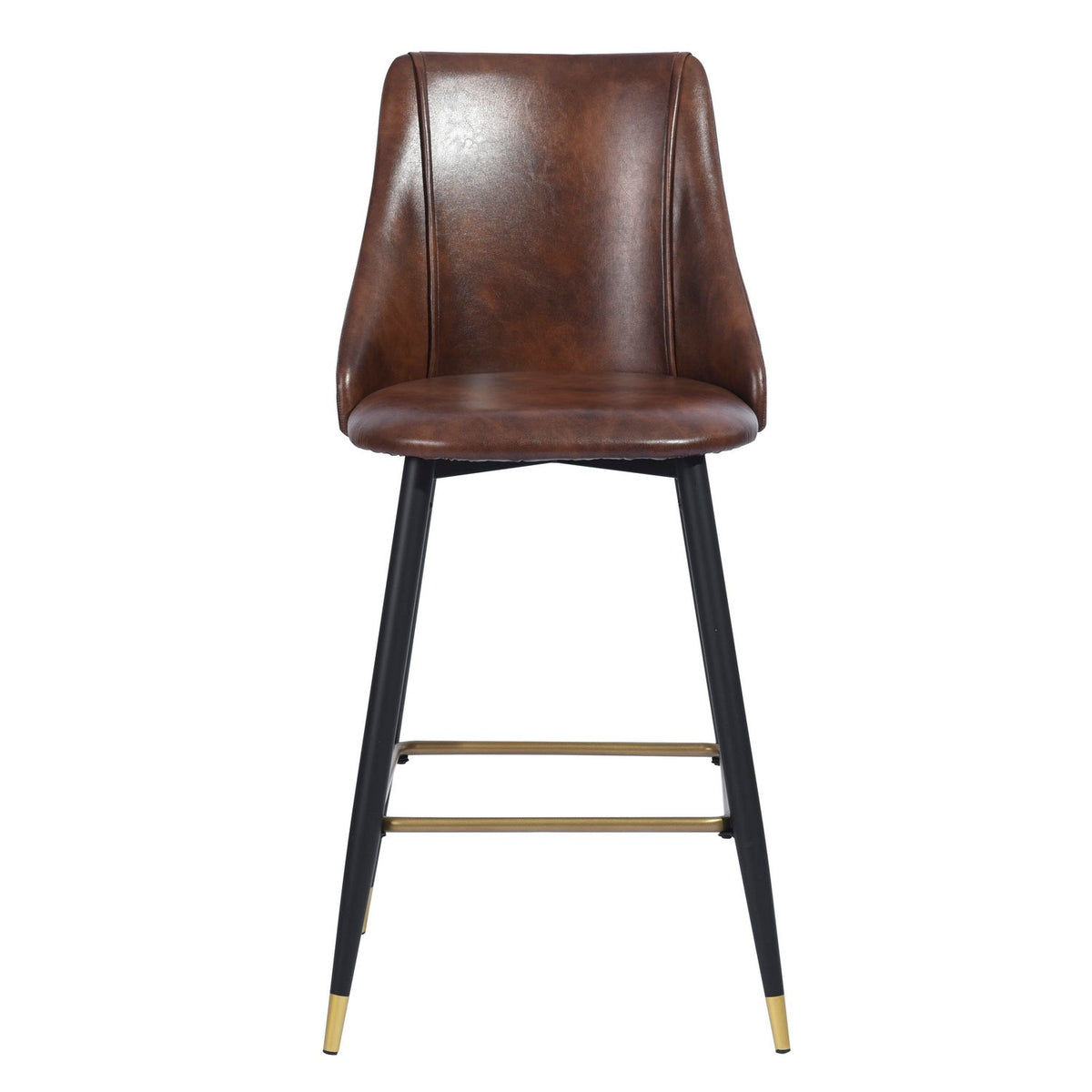 Smeg Bar Dark Brown Pu Black Gold Leg Bar Stool
