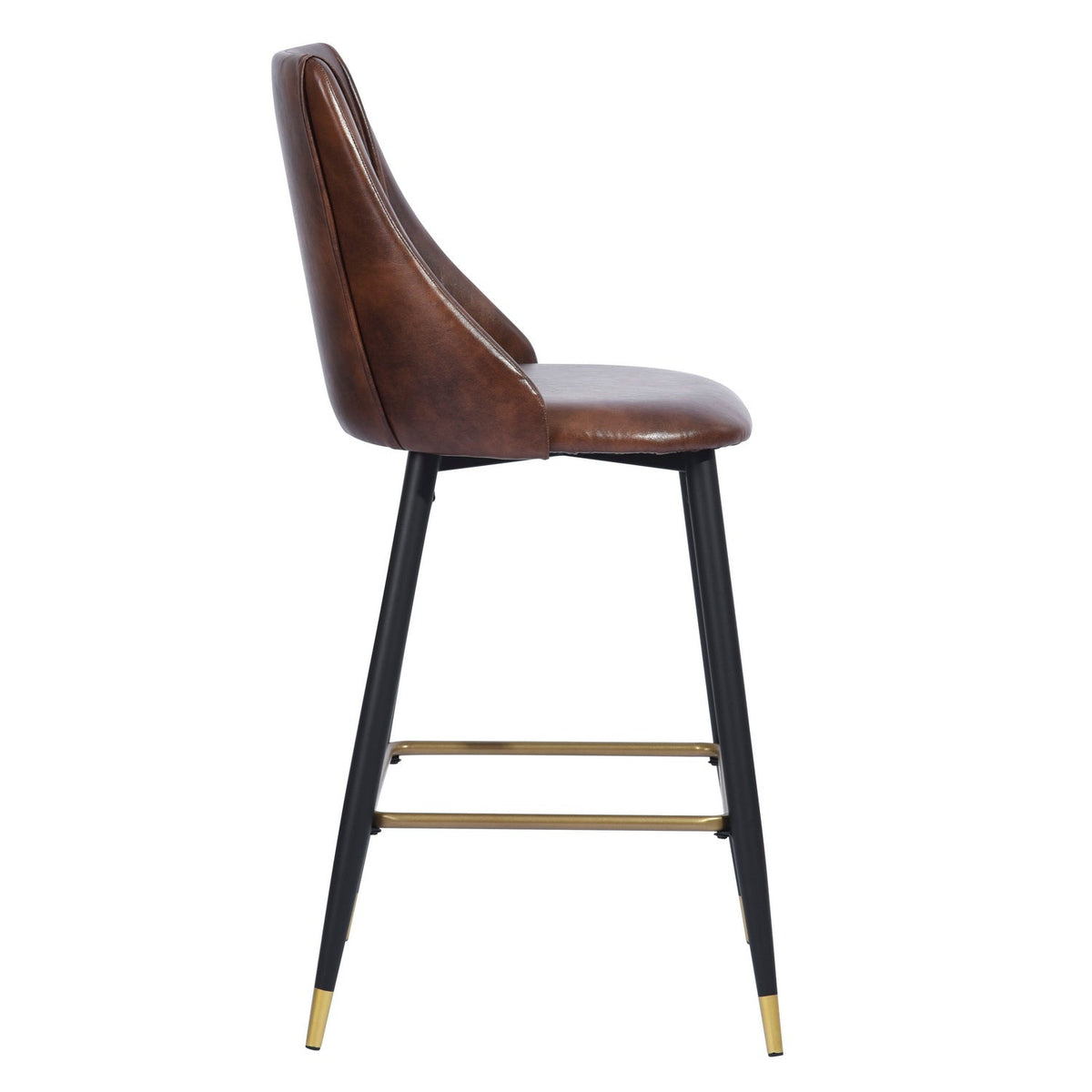 Smeg Bar Dark Brown Pu Black Gold Leg Bar Stool