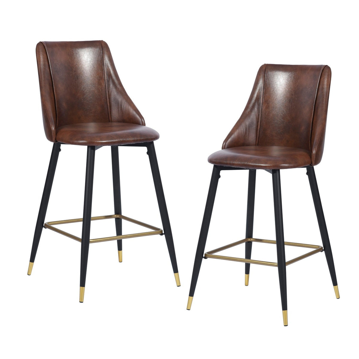 Smeg Bar Dark Brown Pu Black Gold Leg Bar Stool