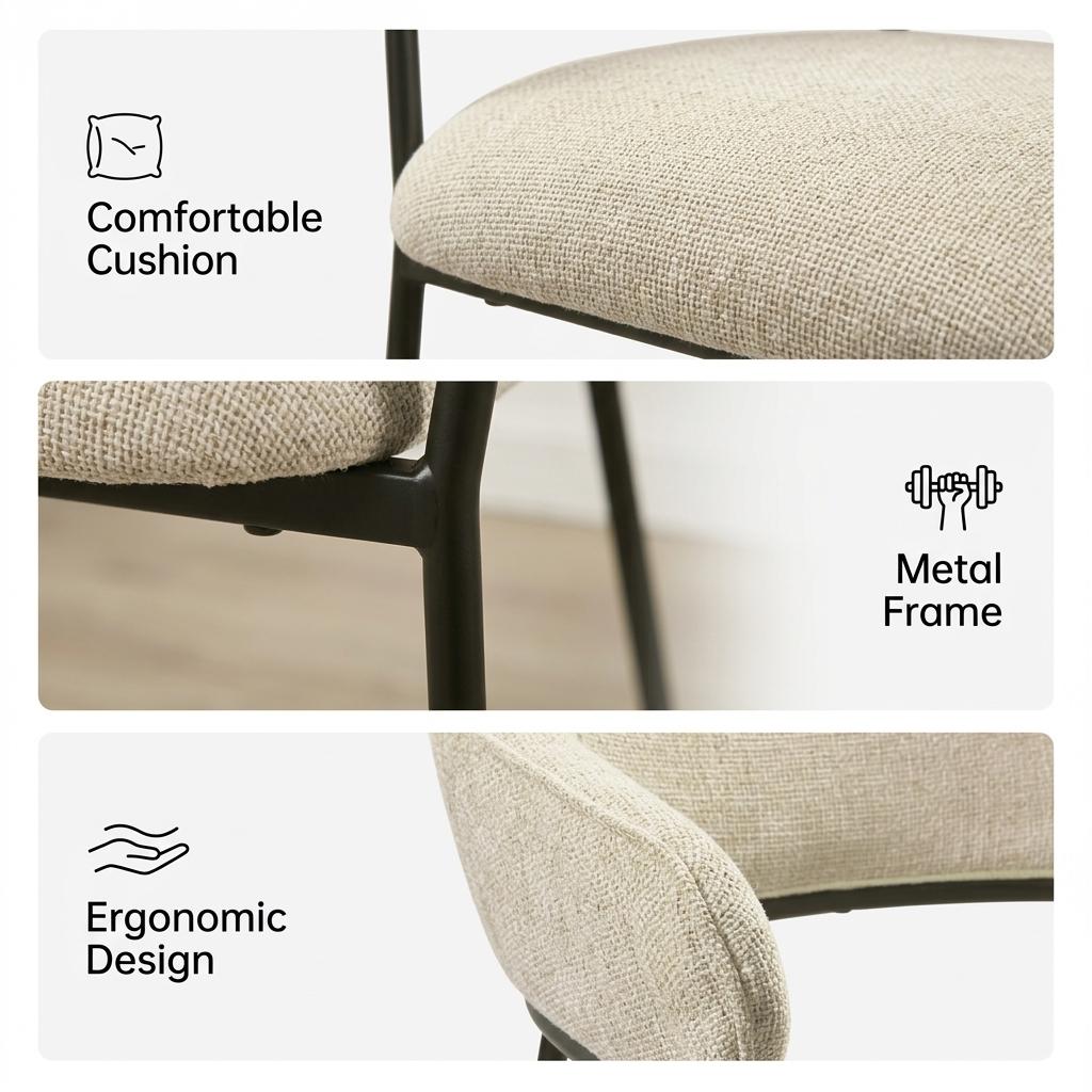 Modern Beige Dining Chair, Upholstered Comfort - STARLING BEIGE