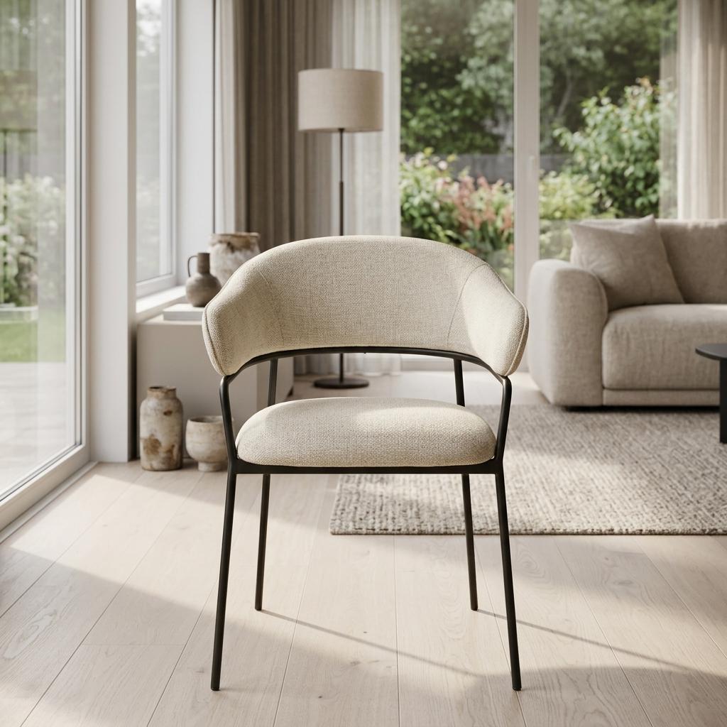 Modern Beige Dining Chair, Upholstered Comfort - STARLING BEIGE