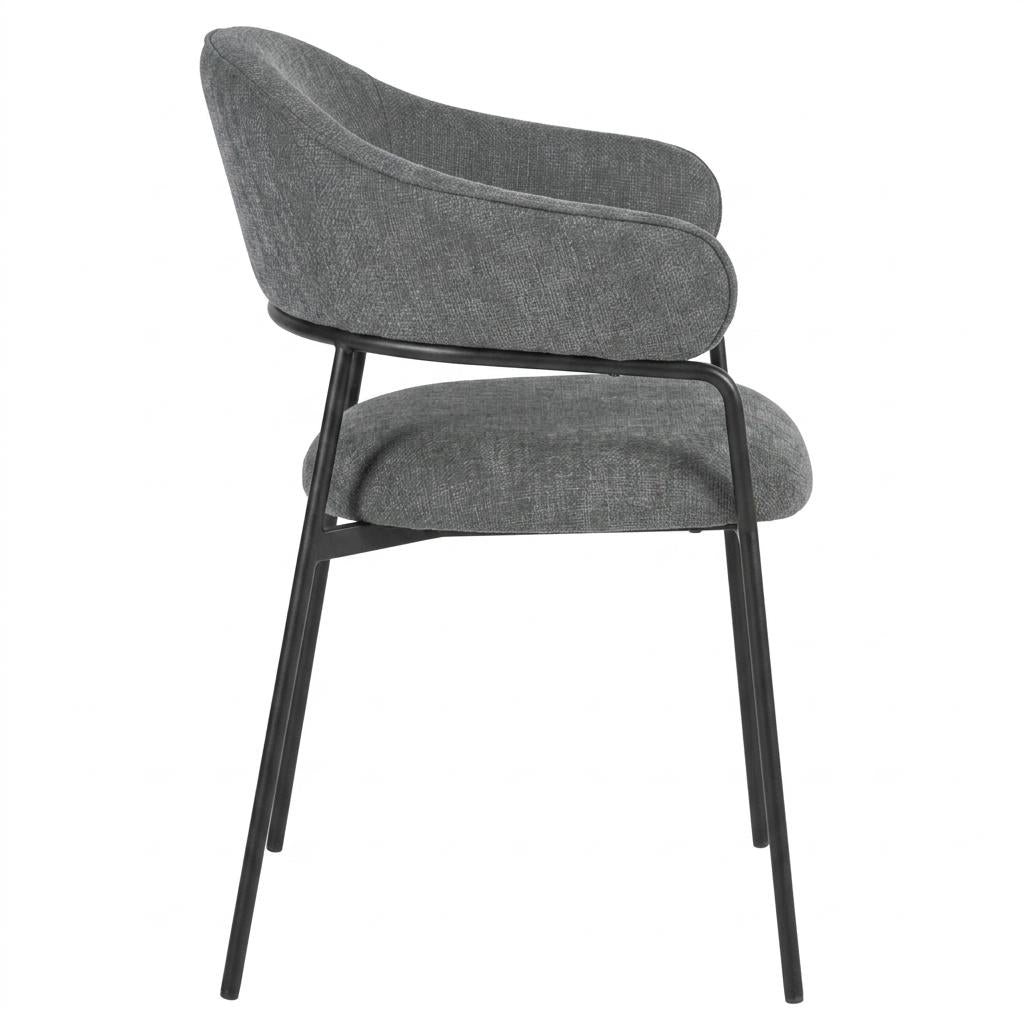 Modern Fabric Dining Chair, Metal Frame - STARLING GREY