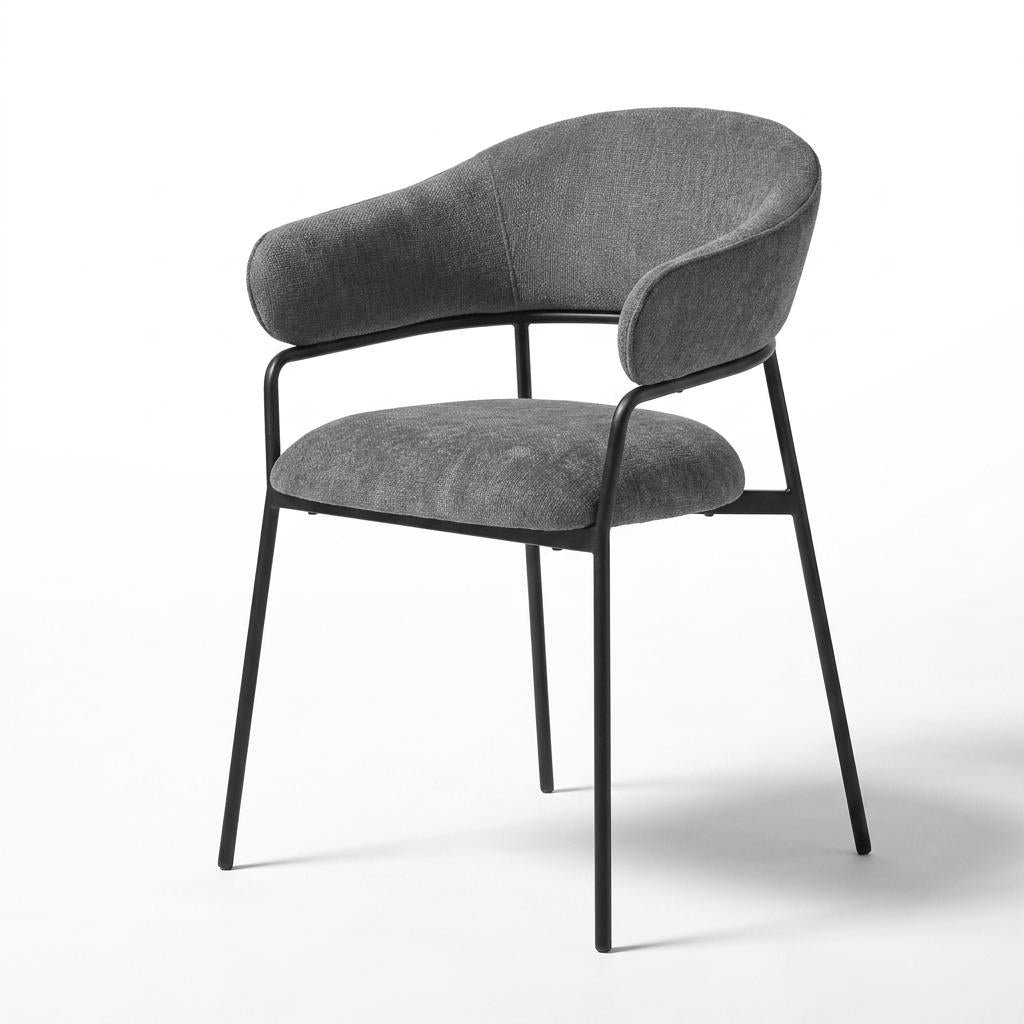 Modern Fabric Dining Chair, Metal Frame - STARLING GREY