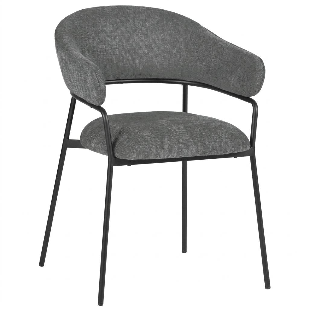 Modern Fabric Dining Chair, Metal Frame - STARLING GREY