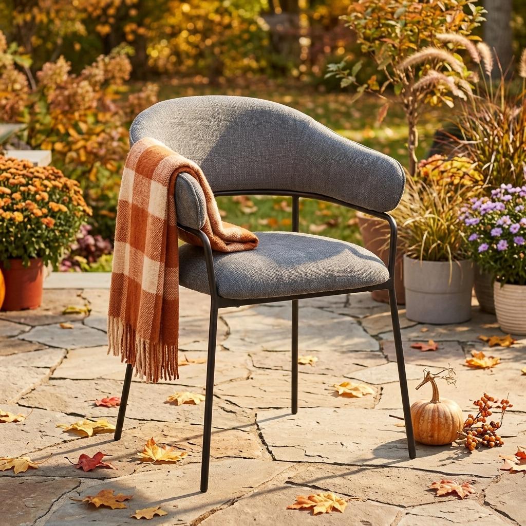 Modern Fabric Dining Chair, Metal Frame - STARLING GREY