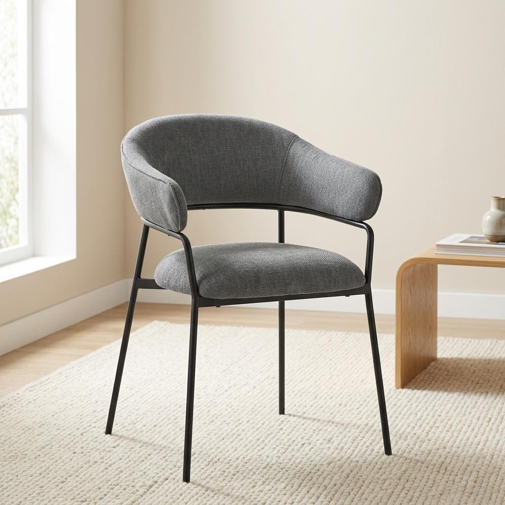 Modern Fabric Dining Chair, Metal Frame - STARLING GREY