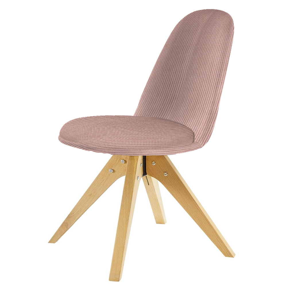 Modern Pink Corduroy Dining Chair, Wood Legs - SUNFLOWER CORDUROY PINK WOOD LEG 4PCS