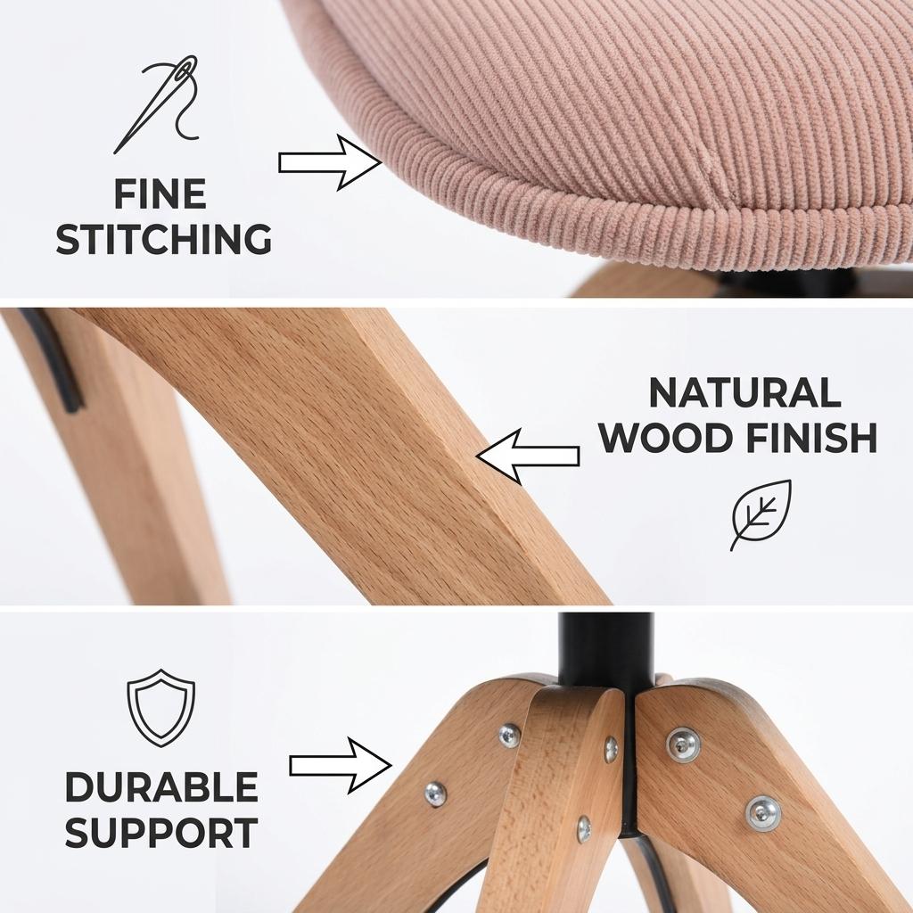 Modern Pink Corduroy Dining Chair, Wood Legs - SUNFLOWER CORDUROY PINK WOOD LEG 4PCS