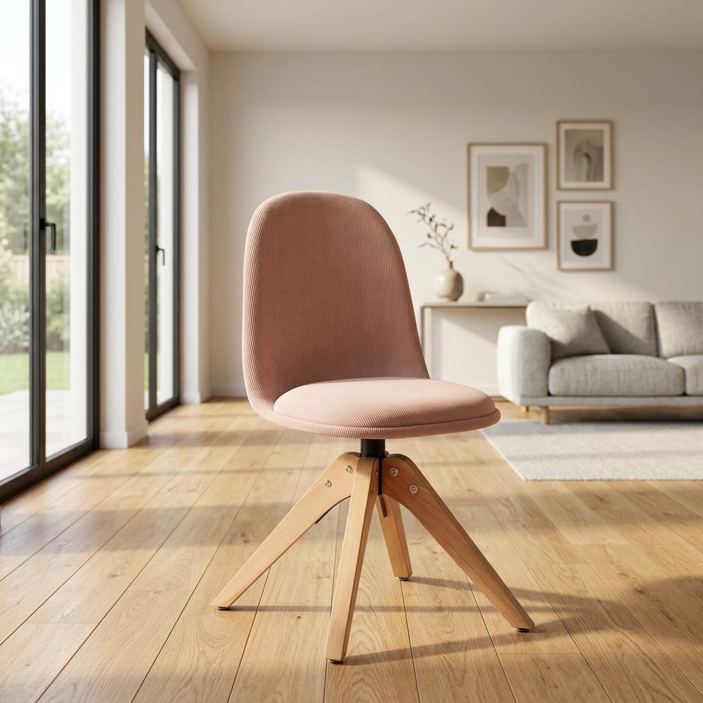 Modern Pink Corduroy Dining Chair, Wood Legs - SUNFLOWER CORDUROY PINK WOOD LEG 4PCS