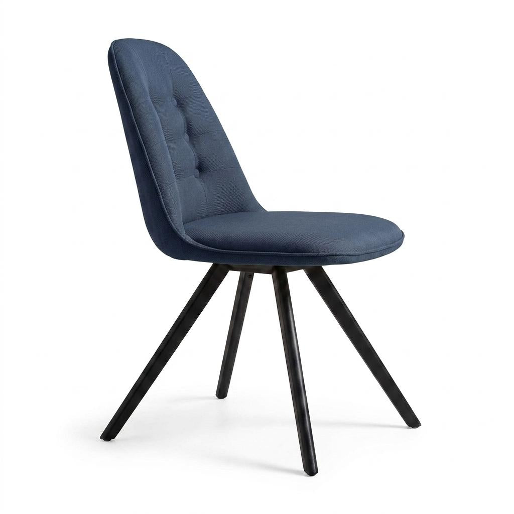 Modern Dark Blue Dining Chair, Fabric Upholstery - SUNFLOWER FABRIC DBLUE ROUND LEG