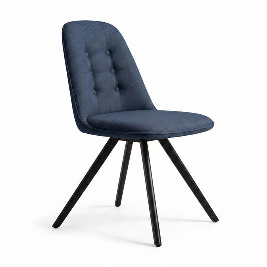 Modern Dark Blue Dining Chair, Fabric Upholstery - SUNFLOWER FABRIC DBLUE ROUND LEG