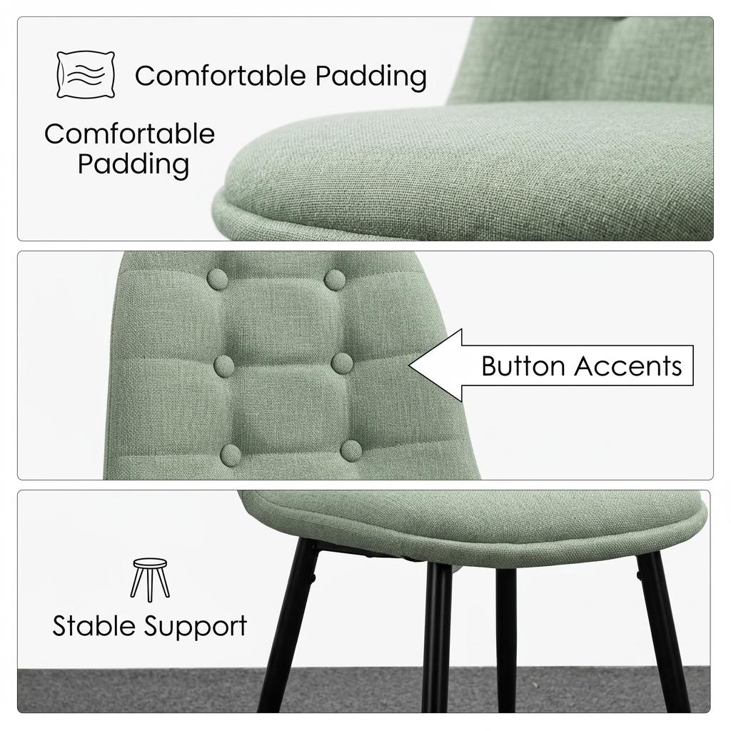 Modern Green Fabric Dining Chair – SUNFLOWER FABRIC GREEN ROUND LEG