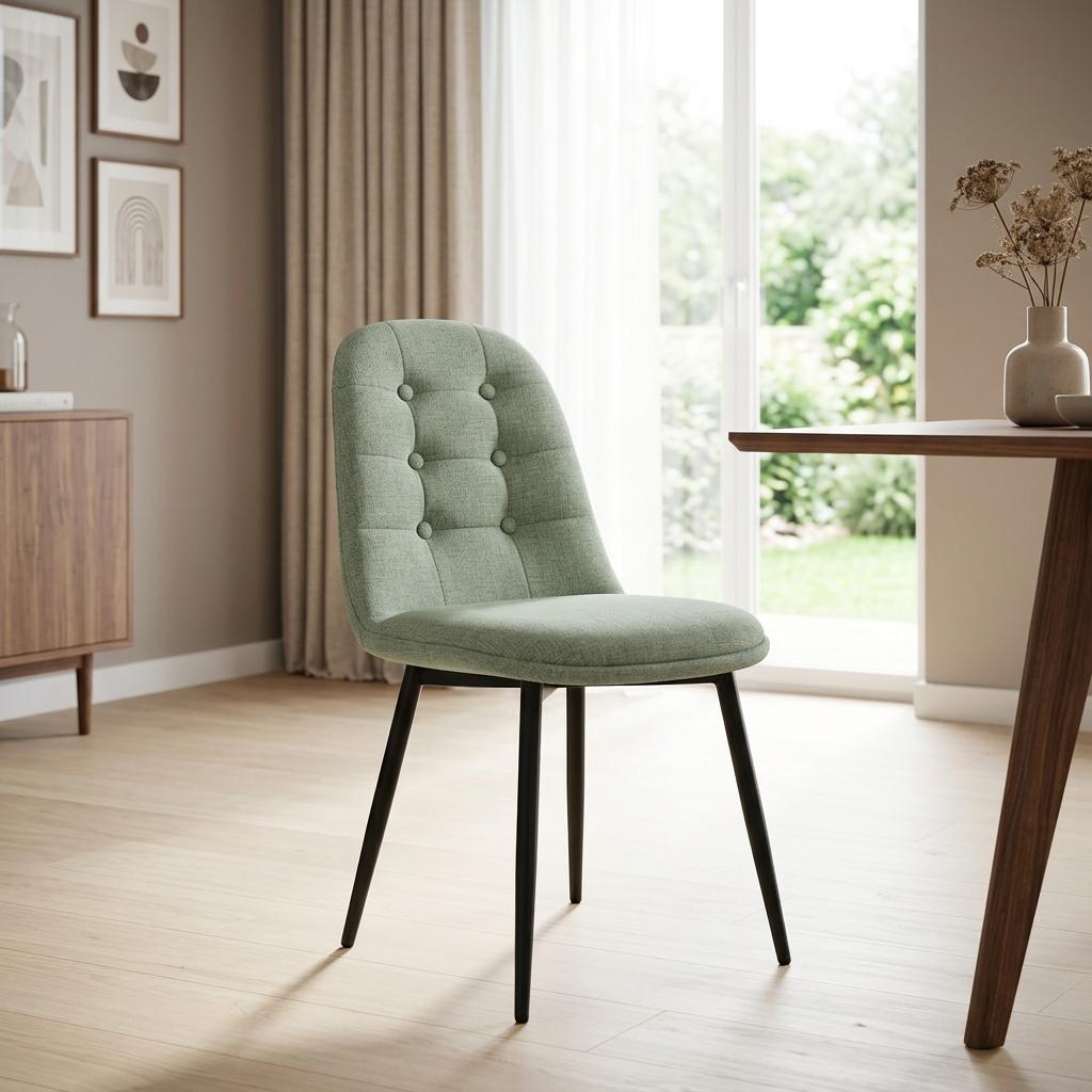 Modern Green Fabric Dining Chair – SUNFLOWER FABRIC GREEN ROUND LEG
