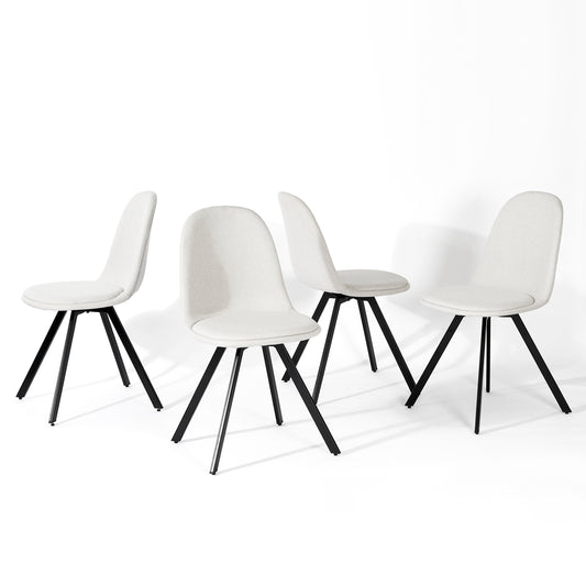 Modern Beige Fabric Dining Chair Set – SUNFLOWER LUMOS 4PCS