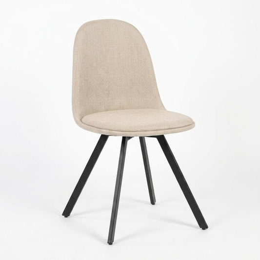 Modern Slubbed Fabric Dining Chair Set – SUNFLOWER SLUBBED BEIGE 6PCS